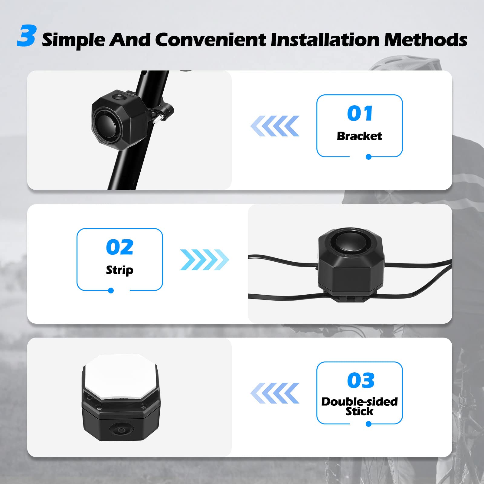 Towwoo Allarme per Bici Con Telecomando - 110 dB Intelligente Senza Fili, Ricaricabile USB Con Sensore Antifurto, 7 Livelli di Sensibilità Regolabili per Bici/Moto/Scooter/Auto