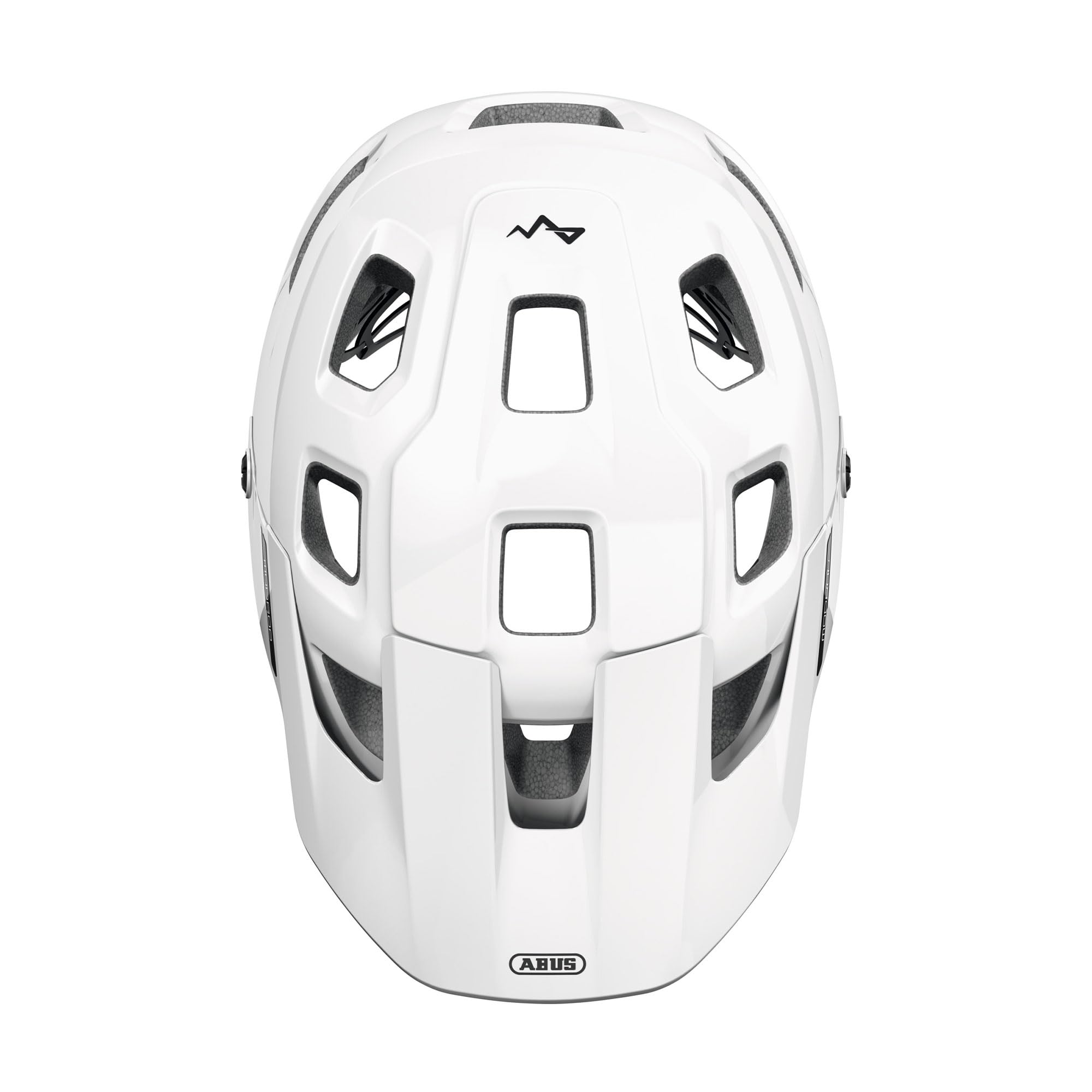 ABUS MTB-Helm MoDrop, Weiß, M | In-Mold-Verfahren, Verstellsystem, Goggle-Halterung, Zopf-Öffnung