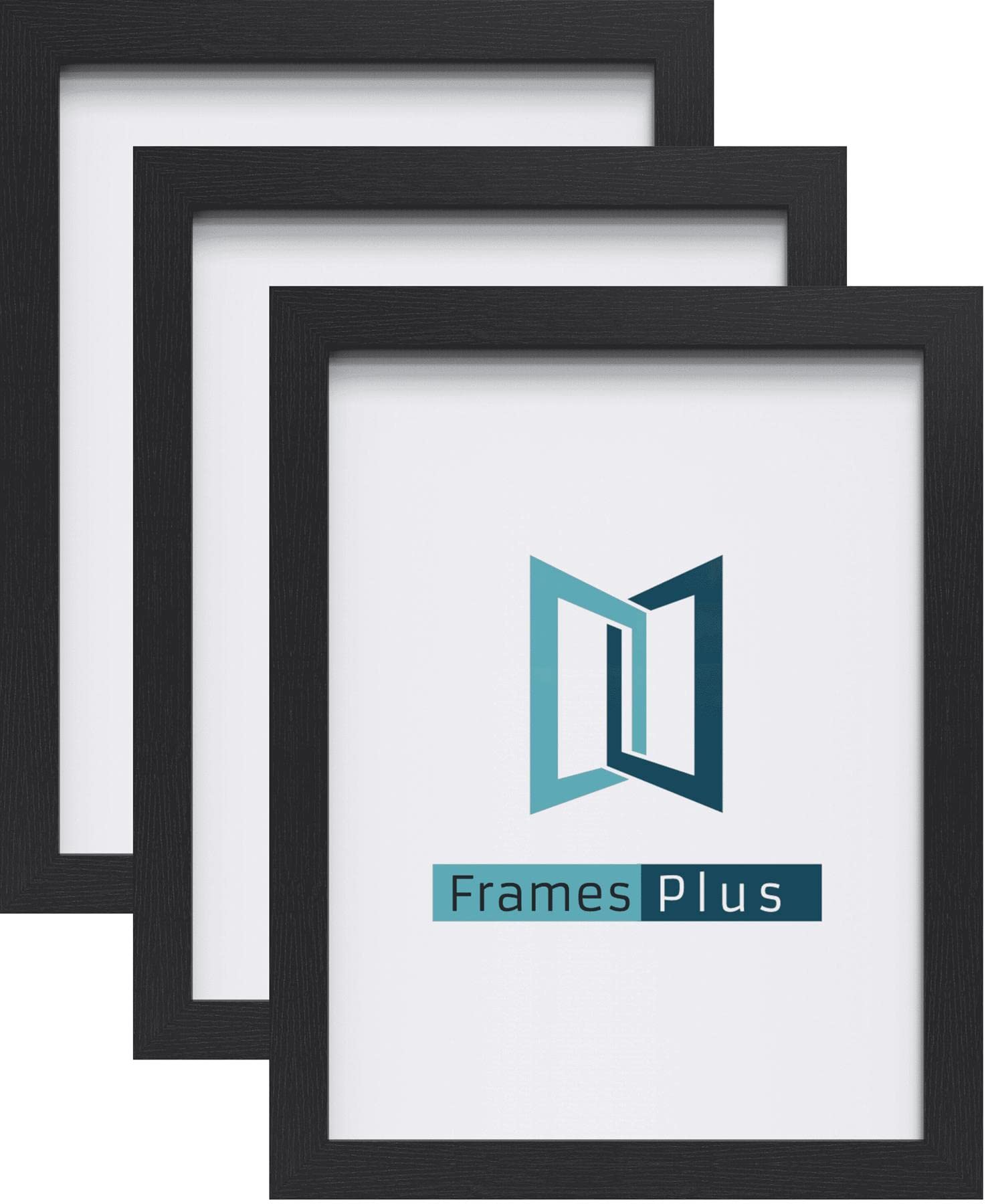FramesPlus Black, A3 (420 x 297mm) Pack Of 3 Modern Picture Photo Poster Frames
