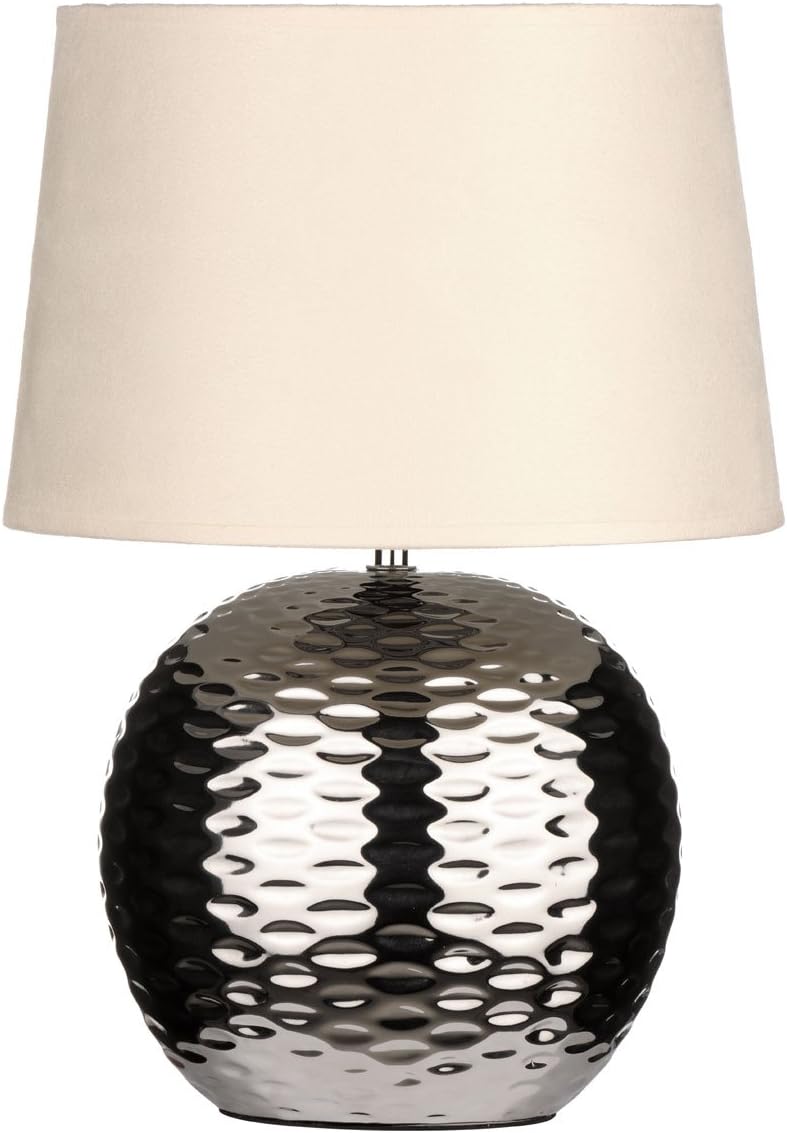 Chrome Base Table Lamp With Dimple Effect & Beige Fabric Shade Amazon