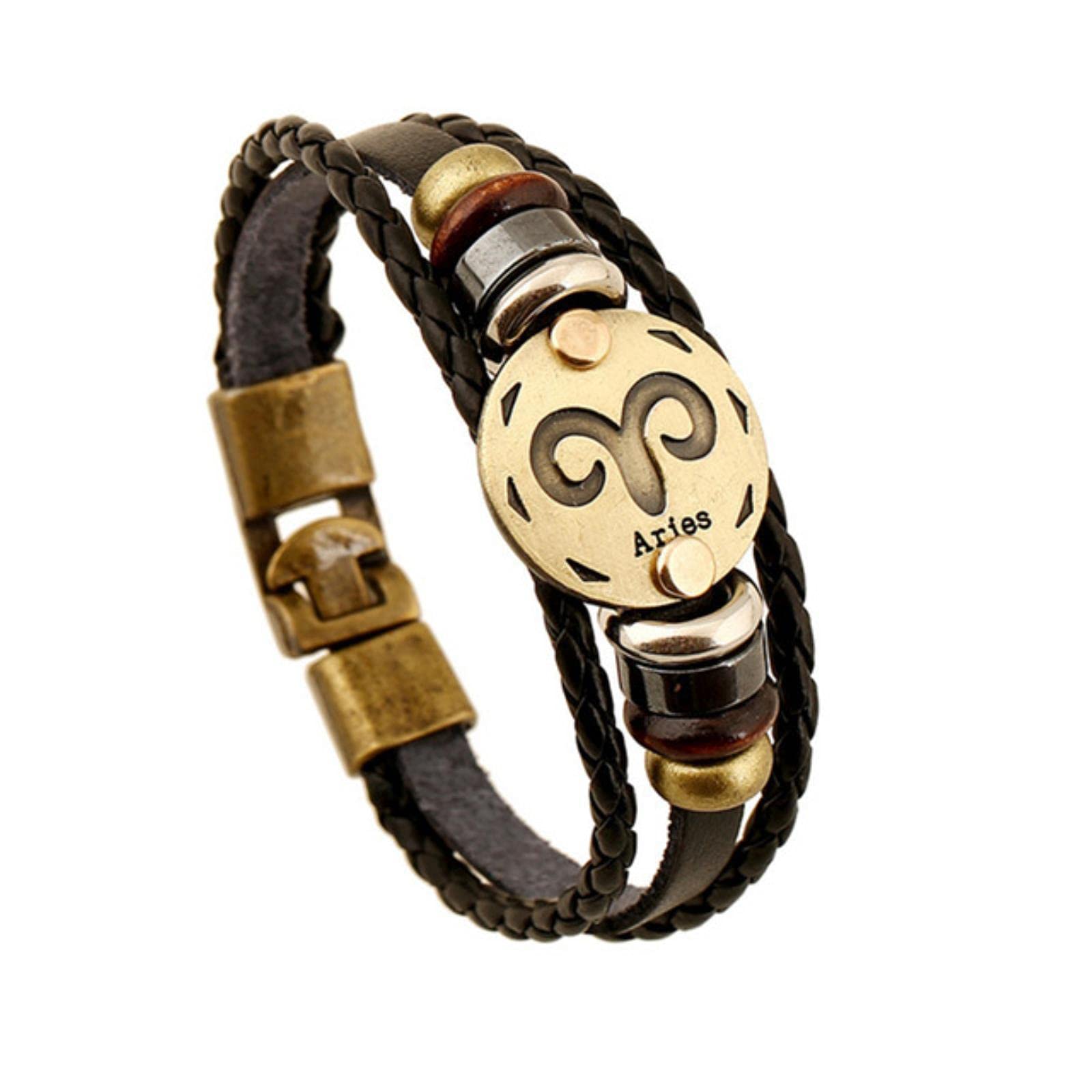 JIJIBA New Punk Zodiac Signs Bracelet Constellations Charm Men Bracelets Pendant Women Gift