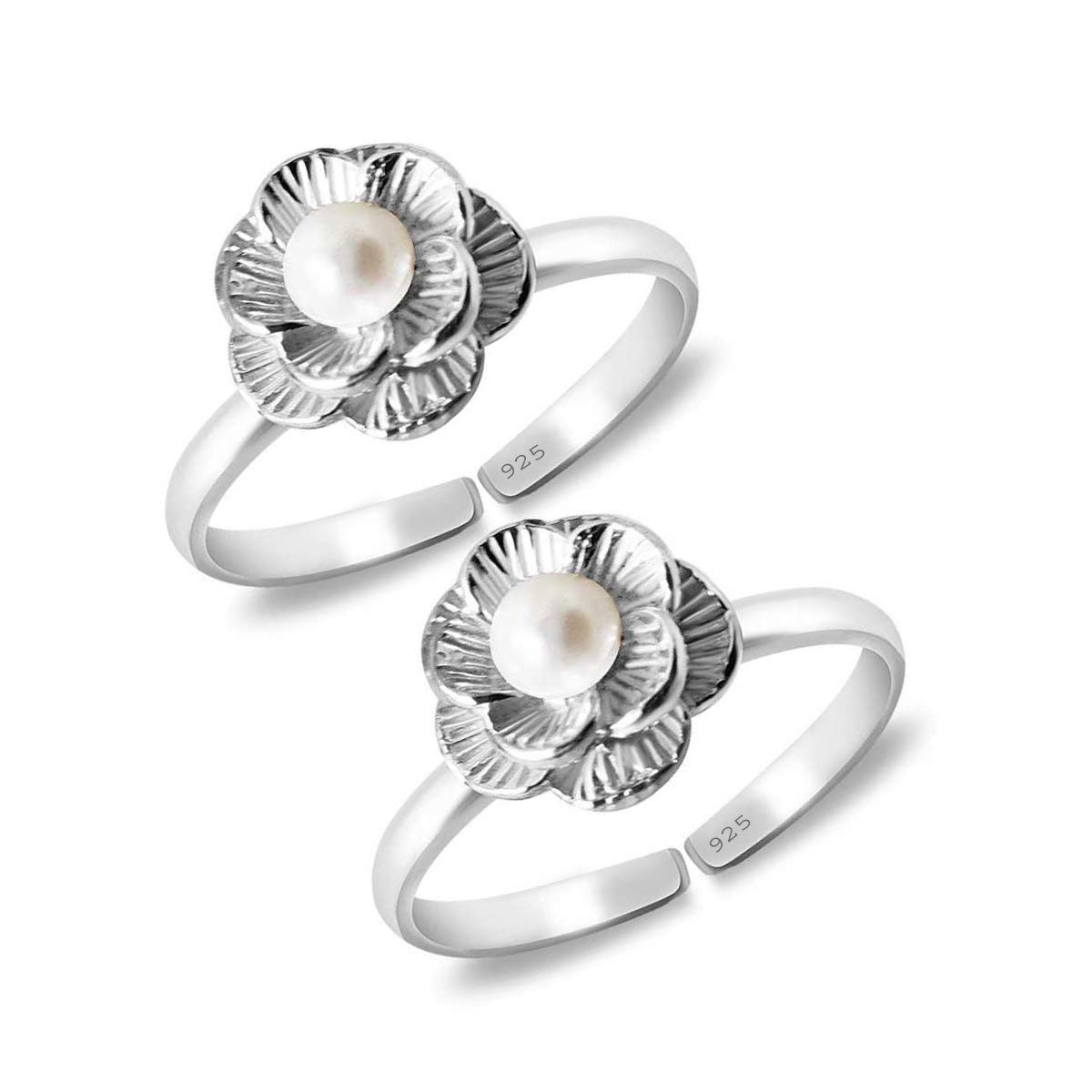 styleejewel Sterling Silver Toe Rings For Women | Silver Oxidised Rings For Women | Anniversary-Gift For Wife | Toe Rings Silver Pure | 925 Sterling Silver Toe Ring | Bichiya Set For Women Chandi | Round | 2 Pearl Stone (4 MM) | 3.7 Grams-picture-37