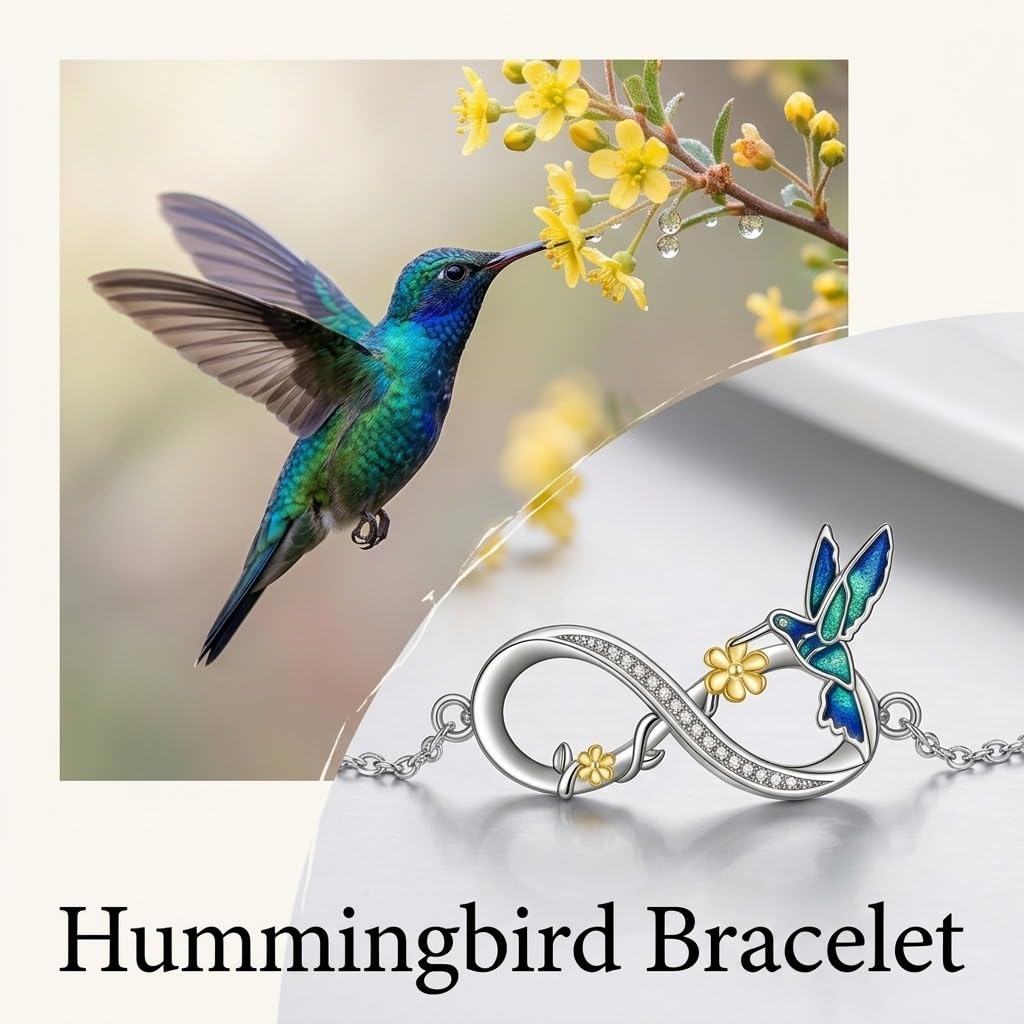 CUPERDA Tier Armband 925er Sterlingsilber Meeresschildkröten Kolibri Bienen Sonnenblumen Verstellbare Armband Tier Schmuck Geburtstags für Damen