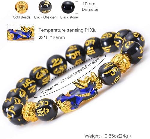 Miniatura 4 de Feng Shui Prosperity - Pulsera de cuentas de mantra tallada a mano de 0.394 in con cambio de color Pi XiuPi Yao atrae riqueza y buena suerte