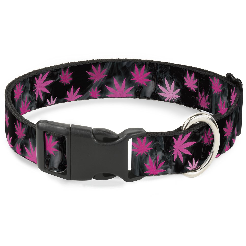 Collier plastique Buckle Down réglable 16-58,4 cm motif feuilles pour chien taille M