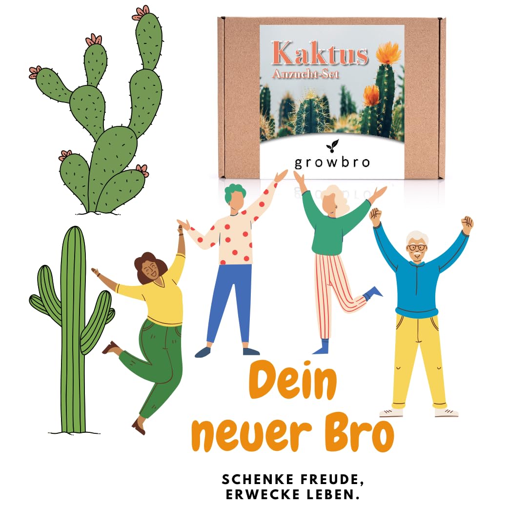Cactus growbro Kit de culture avec vaporisateur, cadeau d'anniversaire, plantes succulentes, cadeaux pour femmes et hommes, cadeau d'invité, plantes d'intérieur, cadeau de jardin, cactus