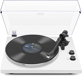 Record Player Turntables with Wireless Output Connectivity Vinyls Players Belt-Drive 33 45 RPM Speed Phono Line USB Digital to PC Recording MM Cartridge AT-3600L Classic New Sleek Piano White