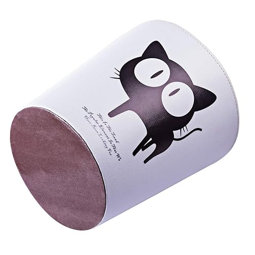 Miniatura 4 de Scakbyer Cubo de basura de 2.64 galones, cesta de basura decorativa, cesta de papel de desecho de piel sintética, bote de basura impermeable para