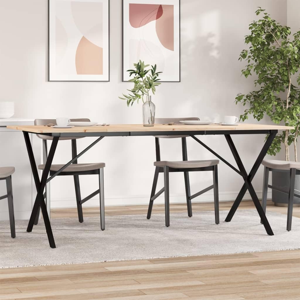 Table à manger en bois de pin massif 180x90cm et acier stable