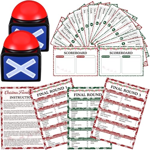 VioraWhite Office Friendly Feud Card with 2 Buzzer Team Building, Christmas