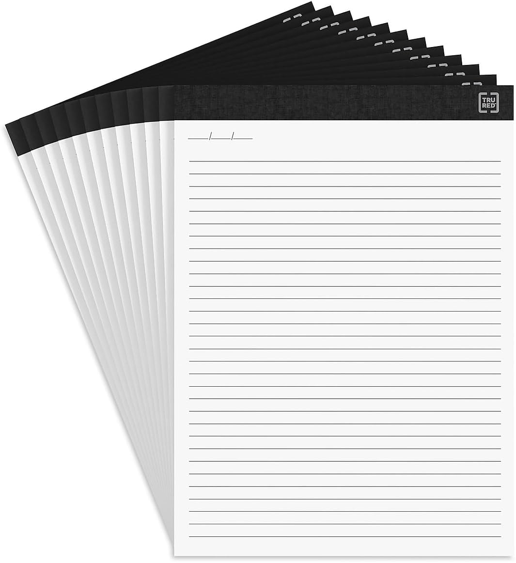 TRU RED Notepads, 8.5” x 11.75”, Narrow Ruled, White, 50 Sheets/Pad, 12‑Pack