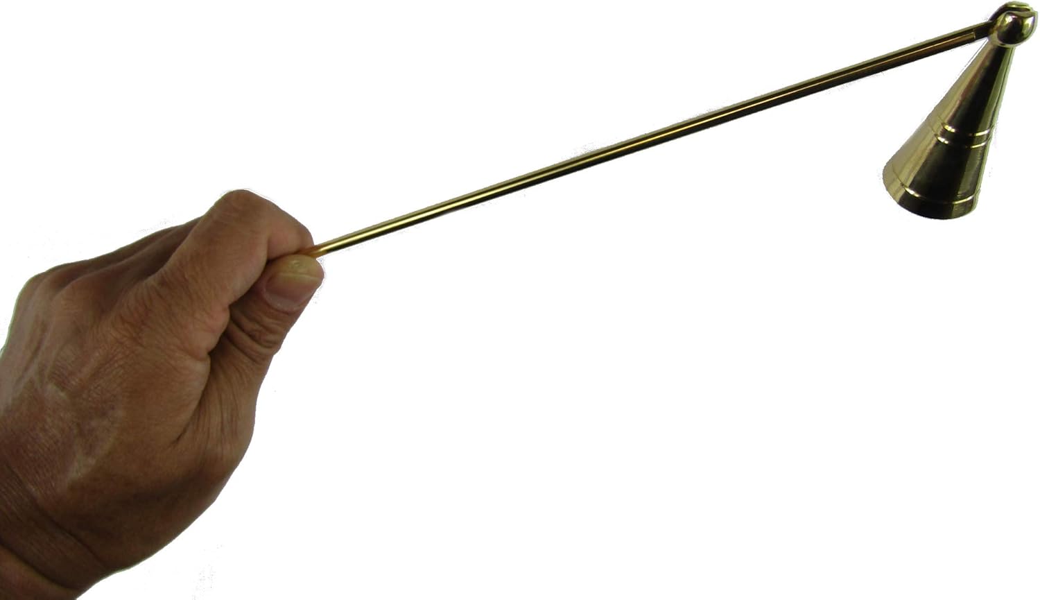 CircuitOffice Long Brass Candle Snuffer, 12" Handle, 2 1/2" Snuffer Cone, for Occult