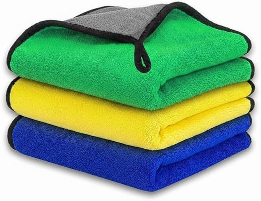 Devabapa Premium 600 GSM Microfiber Cleaning Cloths (3 Pack) - Ultra Absorbent Dual-Sided Towels - Scratch-Free Microfiber...