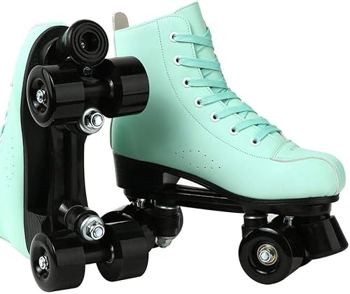 Miniatura 2 de XUDREZ Patines de ruedas para mujeres y hombres, brillantes, de doble fila, cuatro ruedas, patines para mujer con bolsa de zapatos