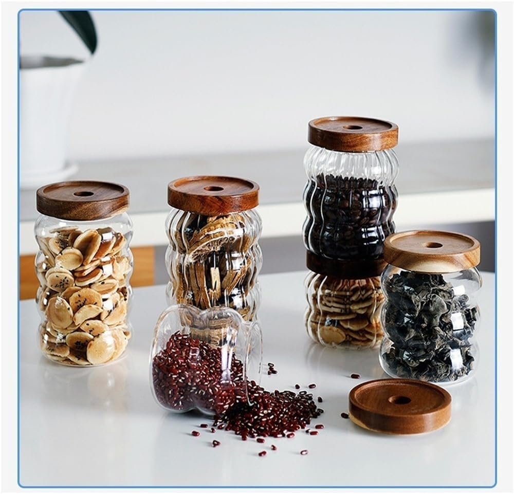 SONGCHAO Sugar Jar Creative Glass Storage Sealed Jars Hammer Grain Tea Snack Coffee Bean Kitchen Empty Tea Canister(550ml)