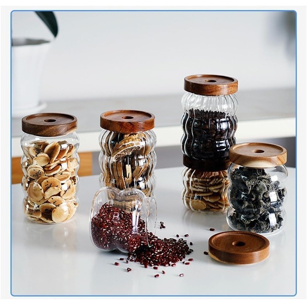 Vorratsdosen für die Küche, kreative versiegelte Glasflaschen zur Aufbewahrung von Tee, Kaffee, Snacks, Kaffeebohnen, Küche, leere, luftdichte Behälter für Lebensmittel (350 ml)