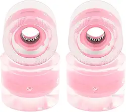 Pacote com 4 rodas de skate longboard para crianças, rodas flash de 60 mm 78A, material PU, para andar de rua, skate elétrico, mini cruiser, rolamento ABEC-9, substituição - rosa