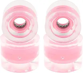 Pacote com 4 rodas de skate longboard para crianças, rodas flash de 60 mm 78A, material PU, para andar de rua, skate elétrico, mini cruiser, rolamento ABEC-9, substituição - rosa