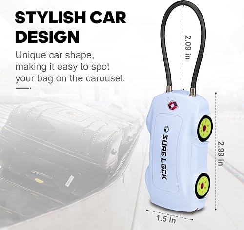 Miniatura 6 de SURE LOCK Cerraduras de equipaje aprobadas por la TSA, cerradura de equipaje de viaje con combinación de 4 dígitos, cerradura de código reiniciable