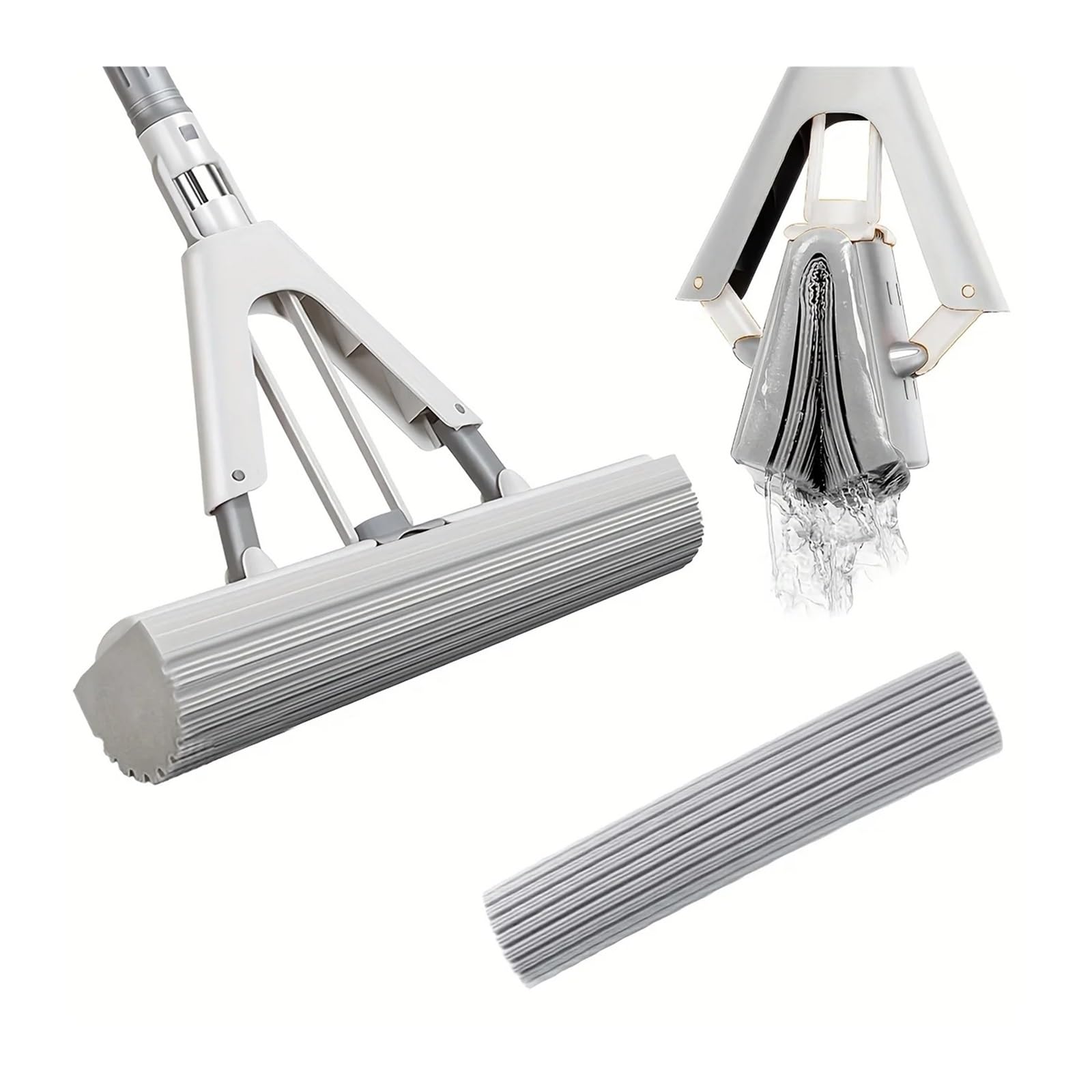 Fregona de Esponja de PVA autogirable, húmeda y Seca, con Mango Ajustable y súper Absorbente, Ideal for Limpieza de Pisos de Cocina, baño y Oficina.