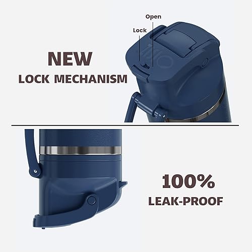 Miniatura 4 de OISIZ Botella de agua aislada de 24 onzas con boquilla 2 en 1 y tapa de popote, cierre de seguridad de un clic, 100% a prueba de fugas, mantiene el