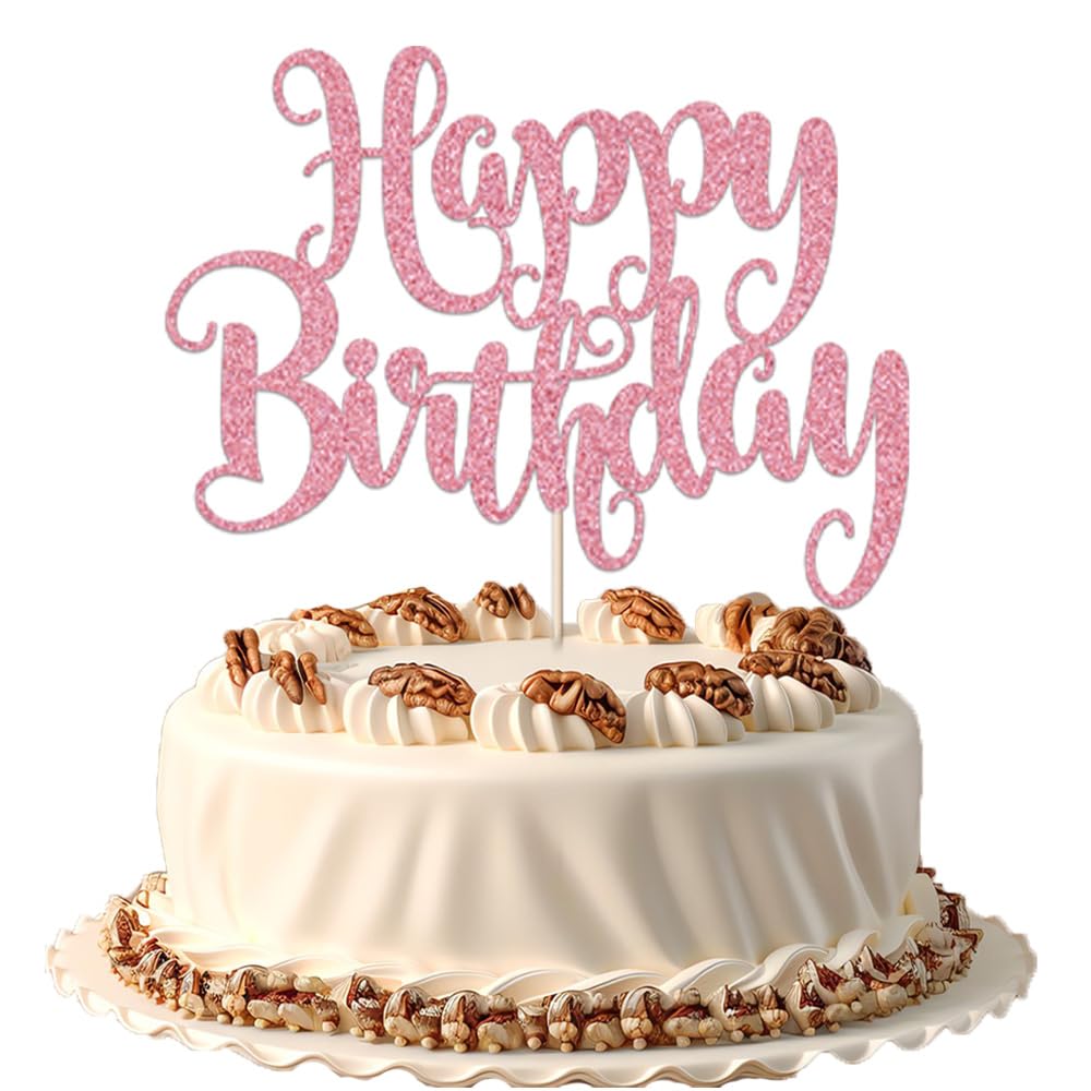Happy Cakes エシャルプ　ピンク HOT PINK/PINK Layered Cake Topper - HAPPY BIRTHDAY | Bake Group