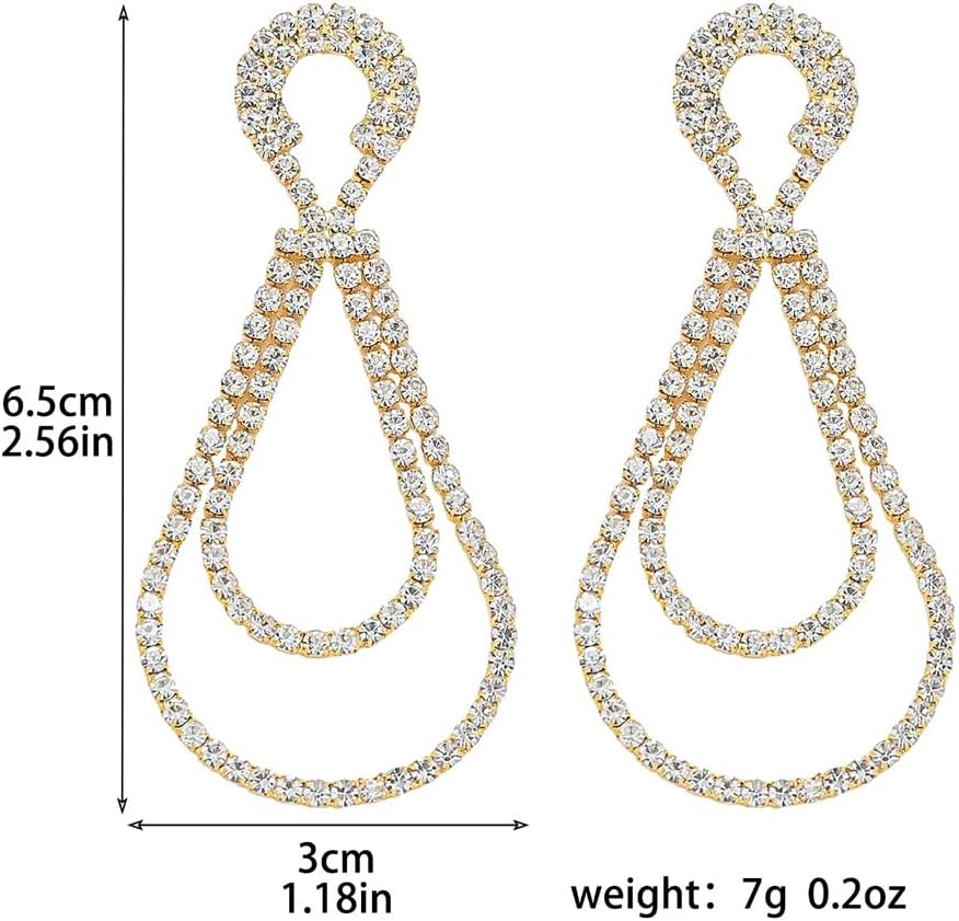 Sparkly Silver Rhinestone Dangle Earrings for Women Colorful AB Cubic Zirconia Teardrop Statement Earring Trendy Hollow Crystal Jewelry Bling CZ Accessories - Image 3