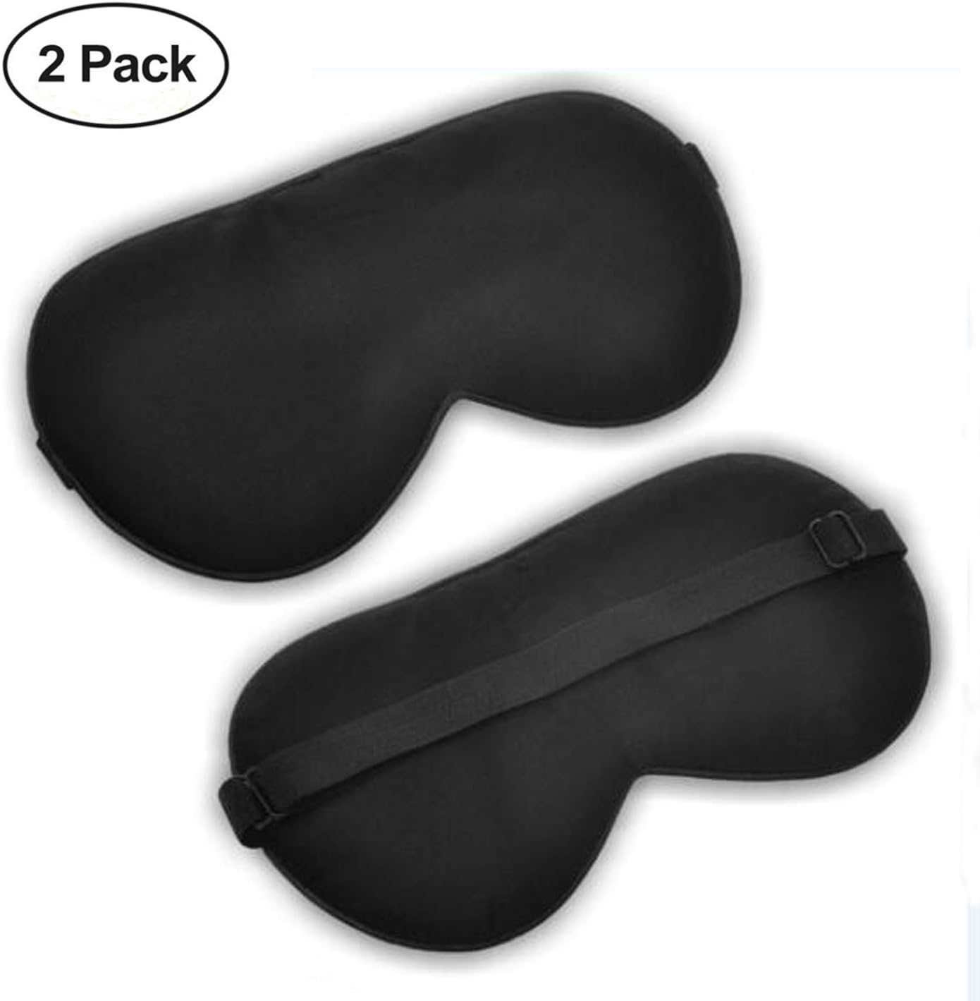 2-PACK Pure Mulberry Silk Eye Mask for Sleeping with Adjustable Strap, Super Smooth and Comfortable Sleep Mask for Men Women and Kids