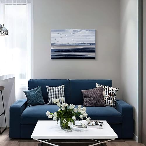 Miniatura 484 de Lienzo artístico para pared, pinturas de arte abstracto, fantasía azul, grafiti colorido sobre fondo blanco; decoración artística moderna para sala