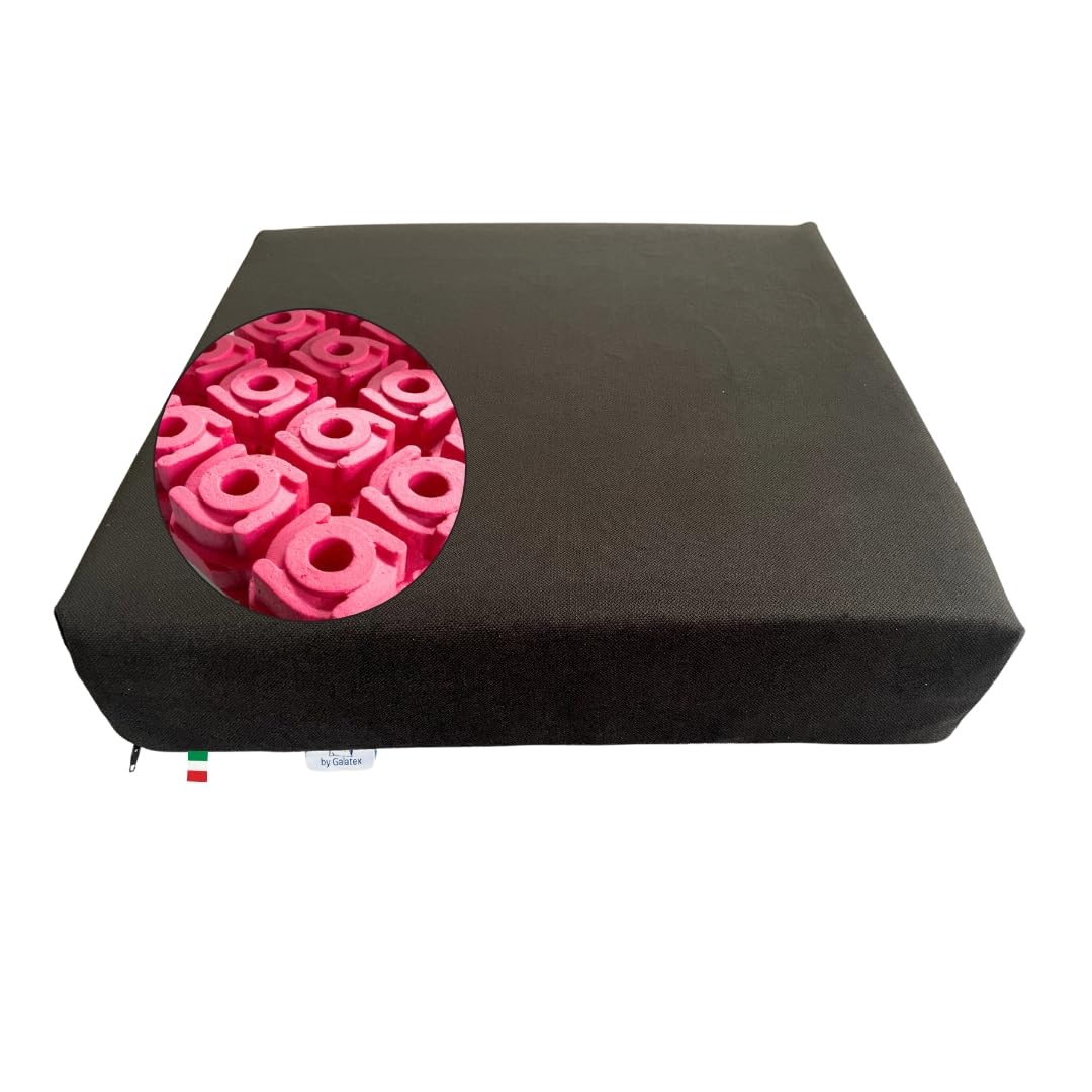 GM Cuscino antidecubito per sedia a rotelle 40x40x9 cm cuscino antidecubito per sedia in Memory foam e poliuretano cuscino carrozzina poltrona per anziani Made in Italy (Nero)