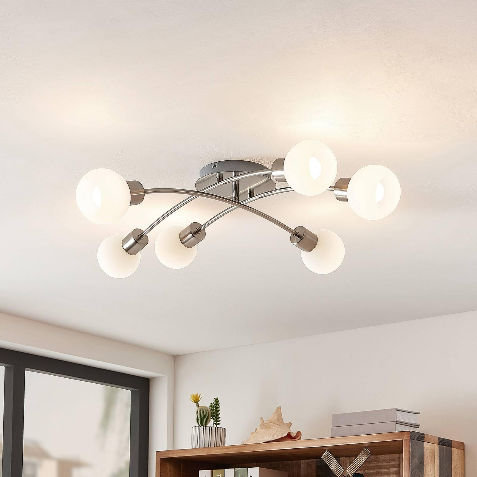 Lindby Deckenlampe Agmar (Modern) in Alu aus Metall (6 flammig, E14) - Deckenleuchte Lampe Wohnzimmerleuchte