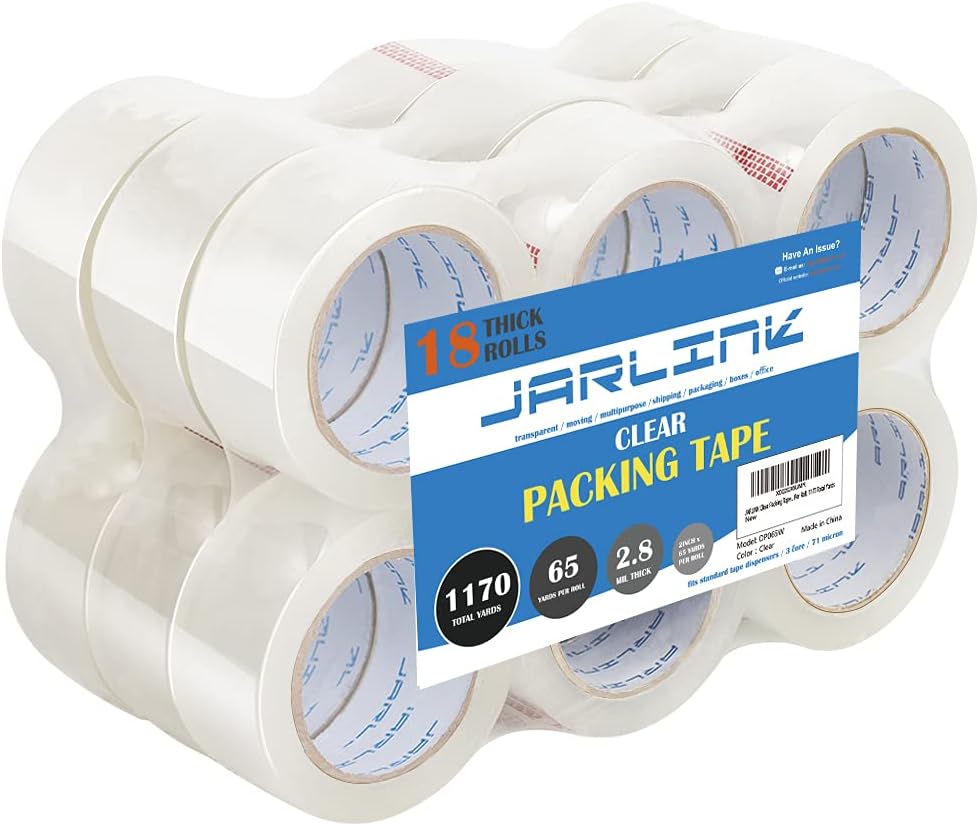 JARLINK Clear Packing Tape (18 Rolls), Heavy Duty