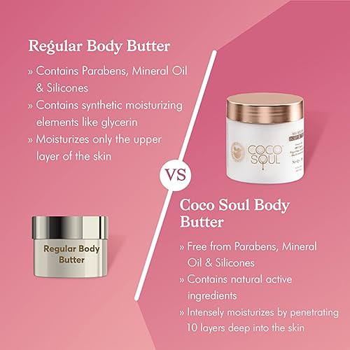 Miniatura 5 de Coco Soul Beauty - Mantequilla corporal nutritiva con aceite de coco virgen King (vegano, sin sulfatos ni parabenos), 7.05 oz