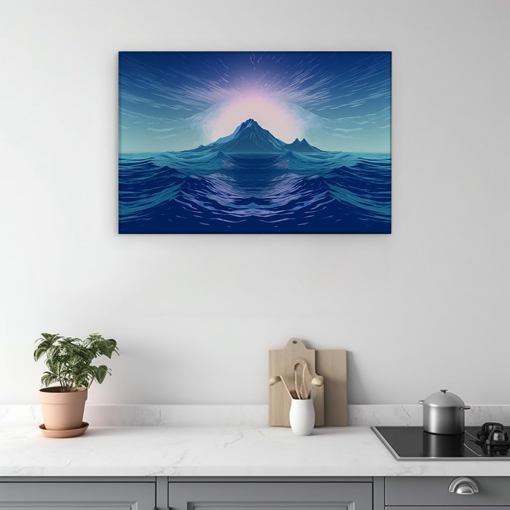 Canvas for Living Room. Submerged Serenity: A Digital Ode to Tranquil Seascapes, 27 x 18 inch Canvas Wall Art - Contemporary Masterpieces - Modern Home Decor