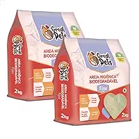 KIT 2 Areias Para Gatos Biodegradavel Mandioca Milho Fina Grossa 4kg (GROSSA)