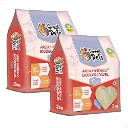 KIT 2 Areias Para Gatos Biodegradavel Mandioca Milho Fina Grossa 4kg (GROSSA)