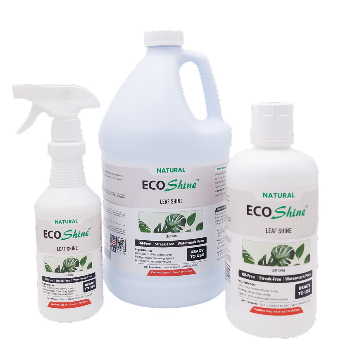 Environmental Plant Management ECO Shine | Oil-Free Leaf Shine Spray for Houseplants & Indoor Plants | Spray & Walk Away Glossy Finish | for Live & Artificial Plants