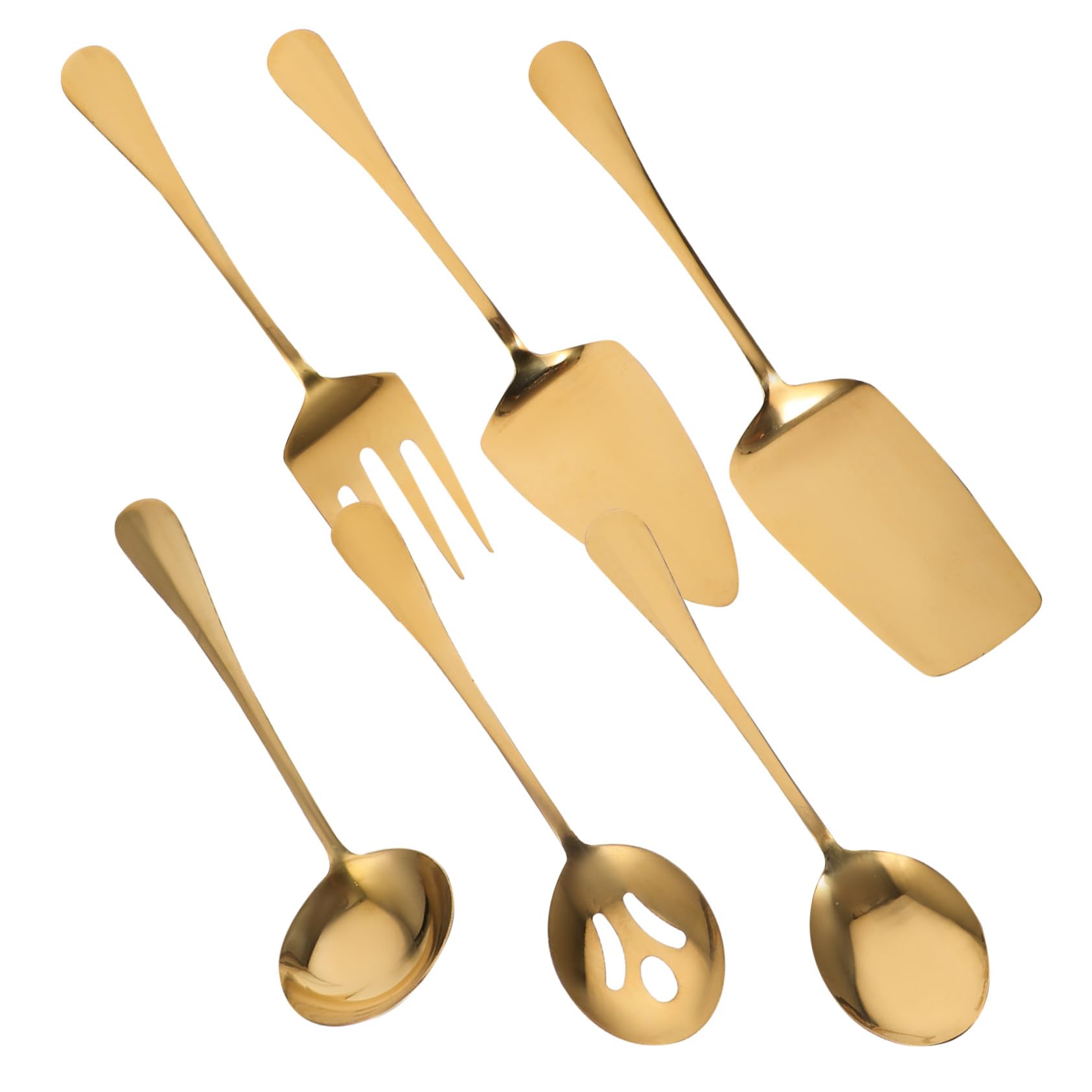 Juego 6 Piezas Cucharas Servir Acero Inoxidable Dorado Comedor
