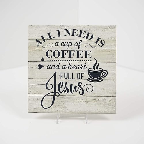 Miniatura 3 de Need a Cup of Coffee and Jesus Sign Decoración de madera rústica Decoración de madera cristiana citas estación de rincón de cocina Placa de pared