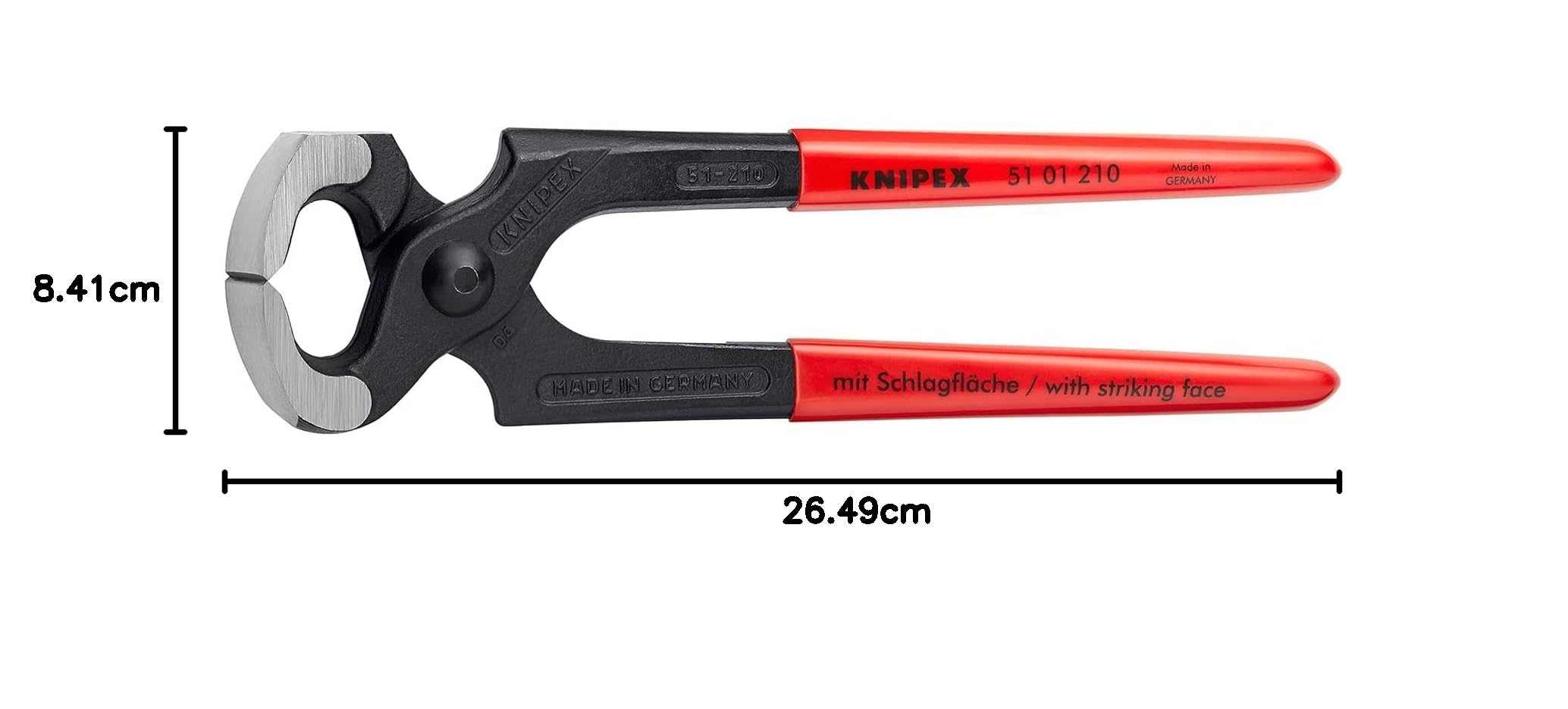 KNIPEX Tenaille marteau sur carte LS gainées en plastique 210 mm, 51 01 210 SB