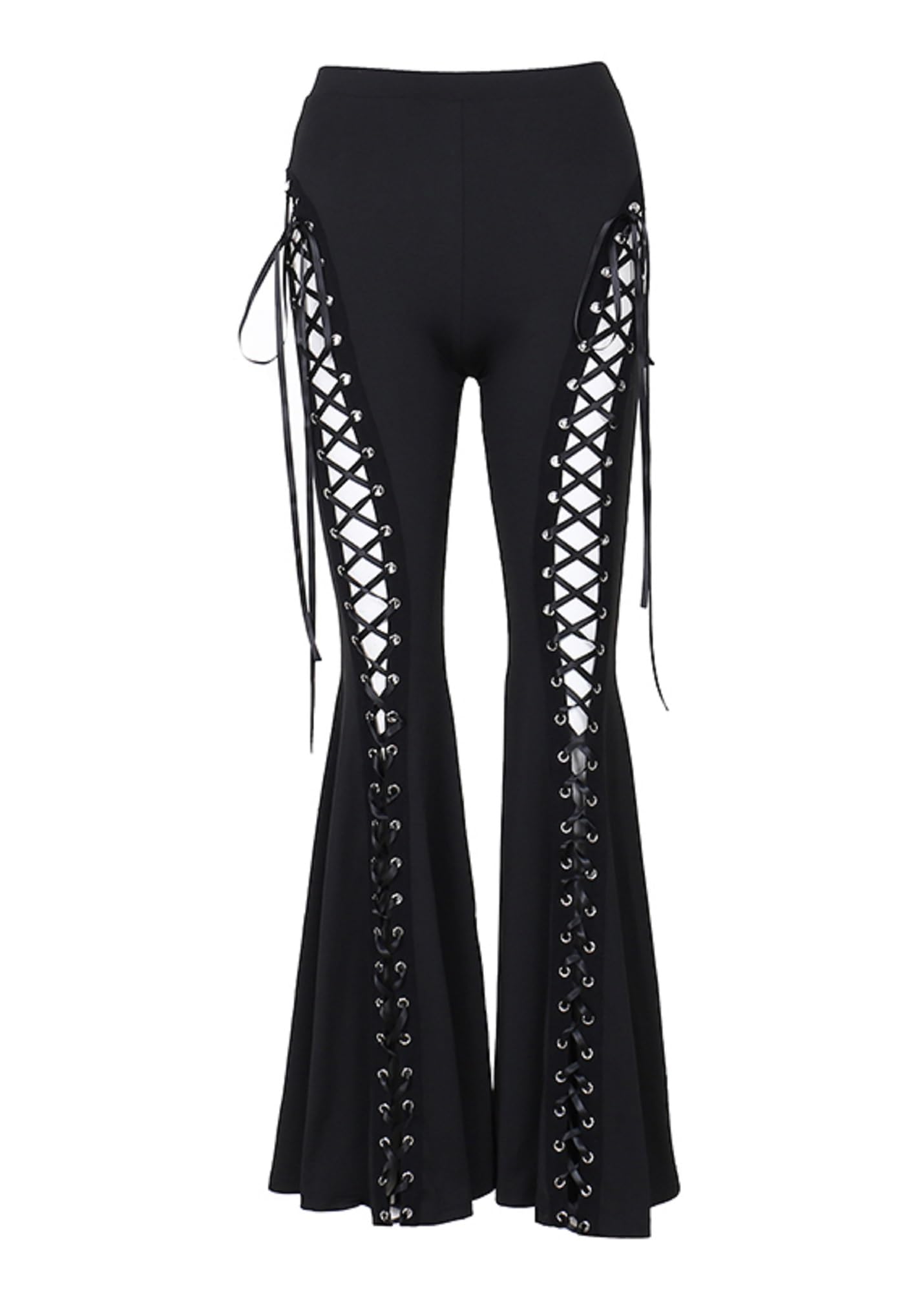 TSMNZMU Women Gothic Trousers Grunge Punk Low Waisted Pants Harujuku Sexy Hallow Bandage Pants Y2K Emo Wide Leg