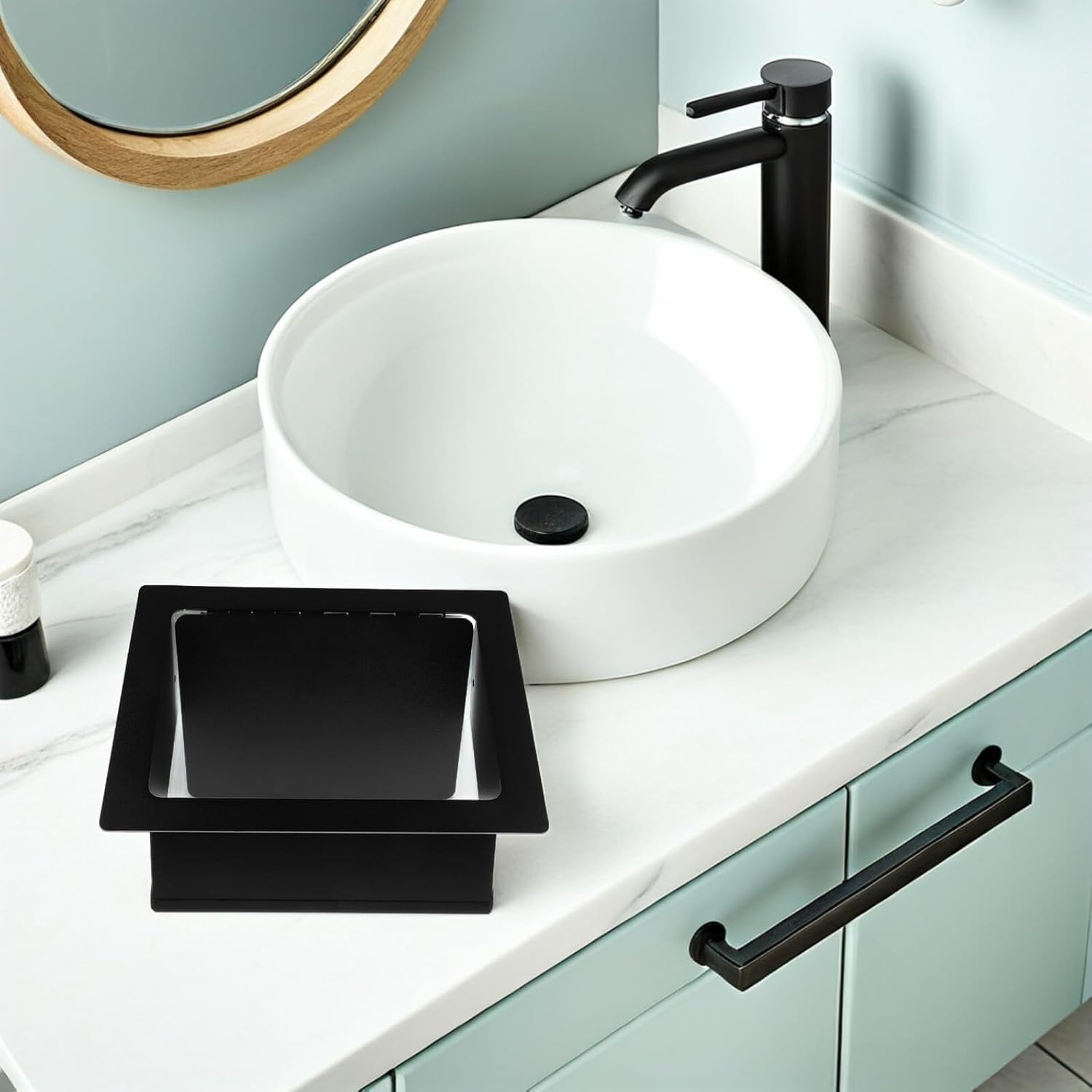 凹型カウンタートップ用ステンレス製ゴミ箱スイングカバー 埋め込みスイング蓋 キッチン オフィス バスルーム対応