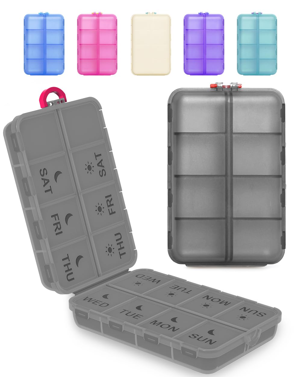 Pill Organizer Travel Medicine Case - Travel Pill Case with Etched Labels Daily Travel Medicine Case Holder