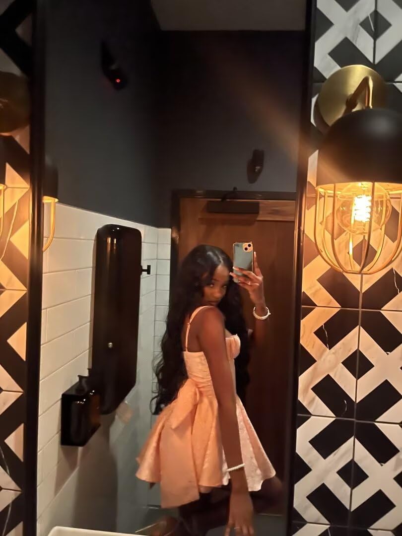 Vestidos cortos de satén con apliques de lazos, corsé y vestido de graduación, mini vestidos de cóctel HOCO para adolescentes
