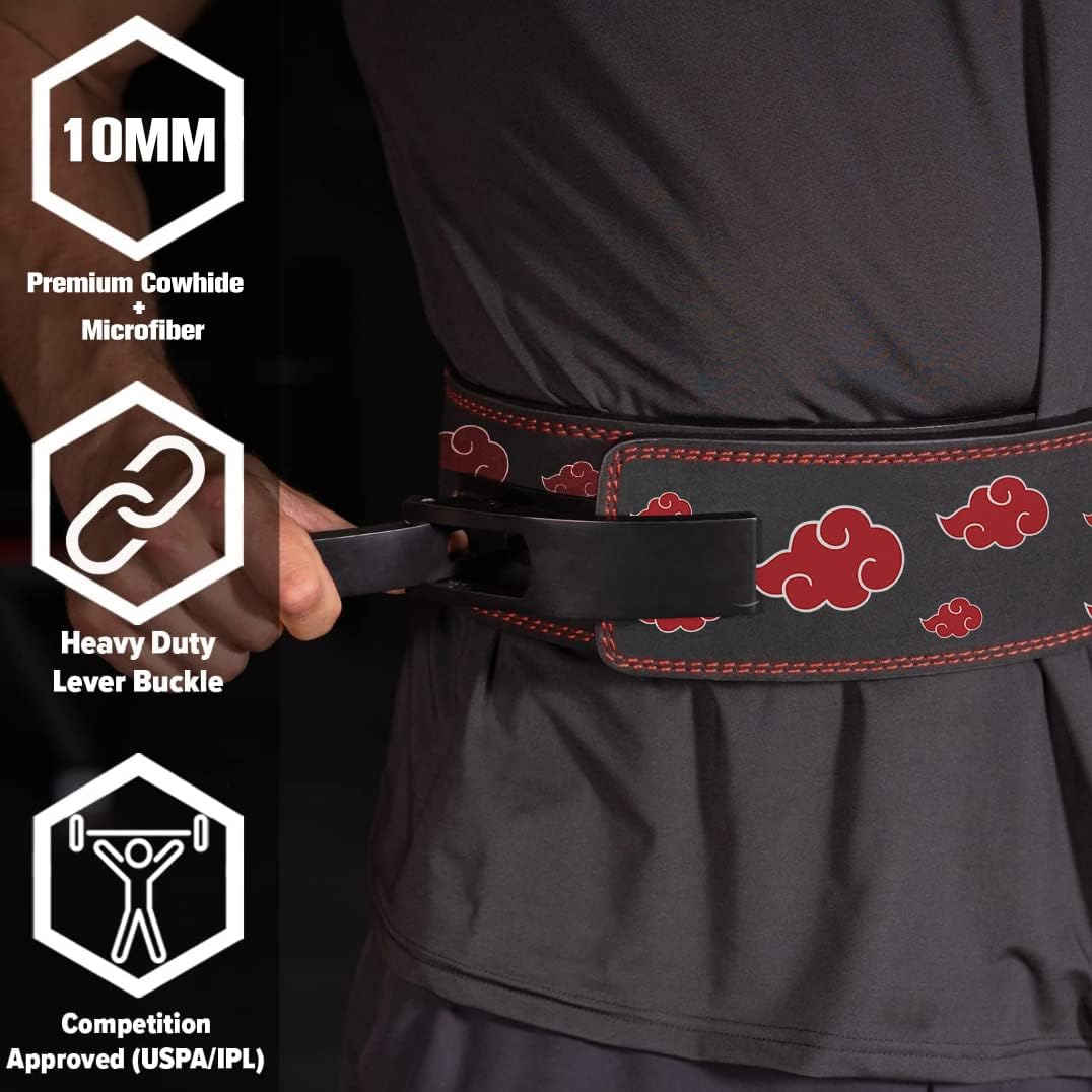 Cintura a leva per sollevamento pesi anime, 10 mm, in pelle di alta qualità, per powerlifting, bodybuilding, stacchi, squat, allenamento fisico, cintura da palestra resistente, ideale per uomini e