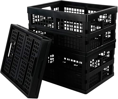 Paquete de 3 cajas plegables negras, cajas de almacenamiento plegables de plástico, 15 litros