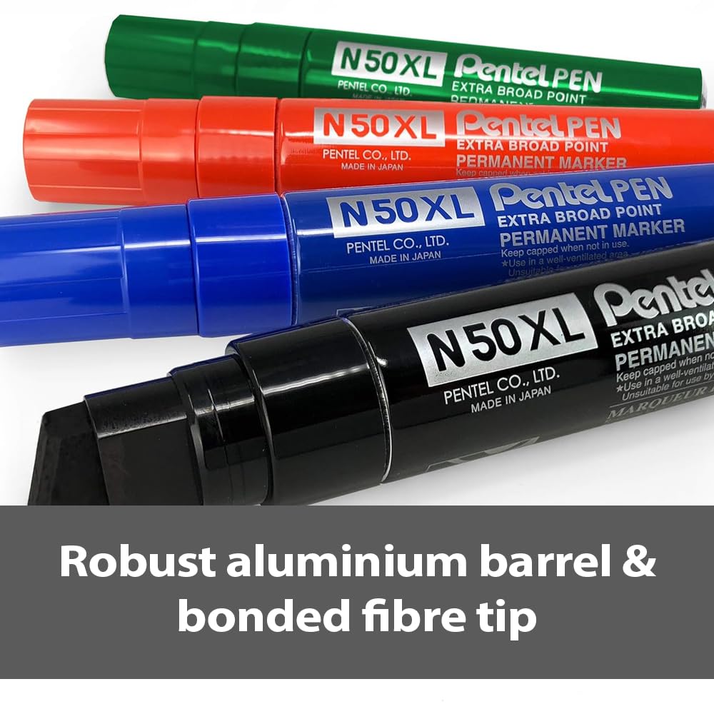 Pentel N50 X L Keilspitze permanent marker – Schwarz (6 Stück)