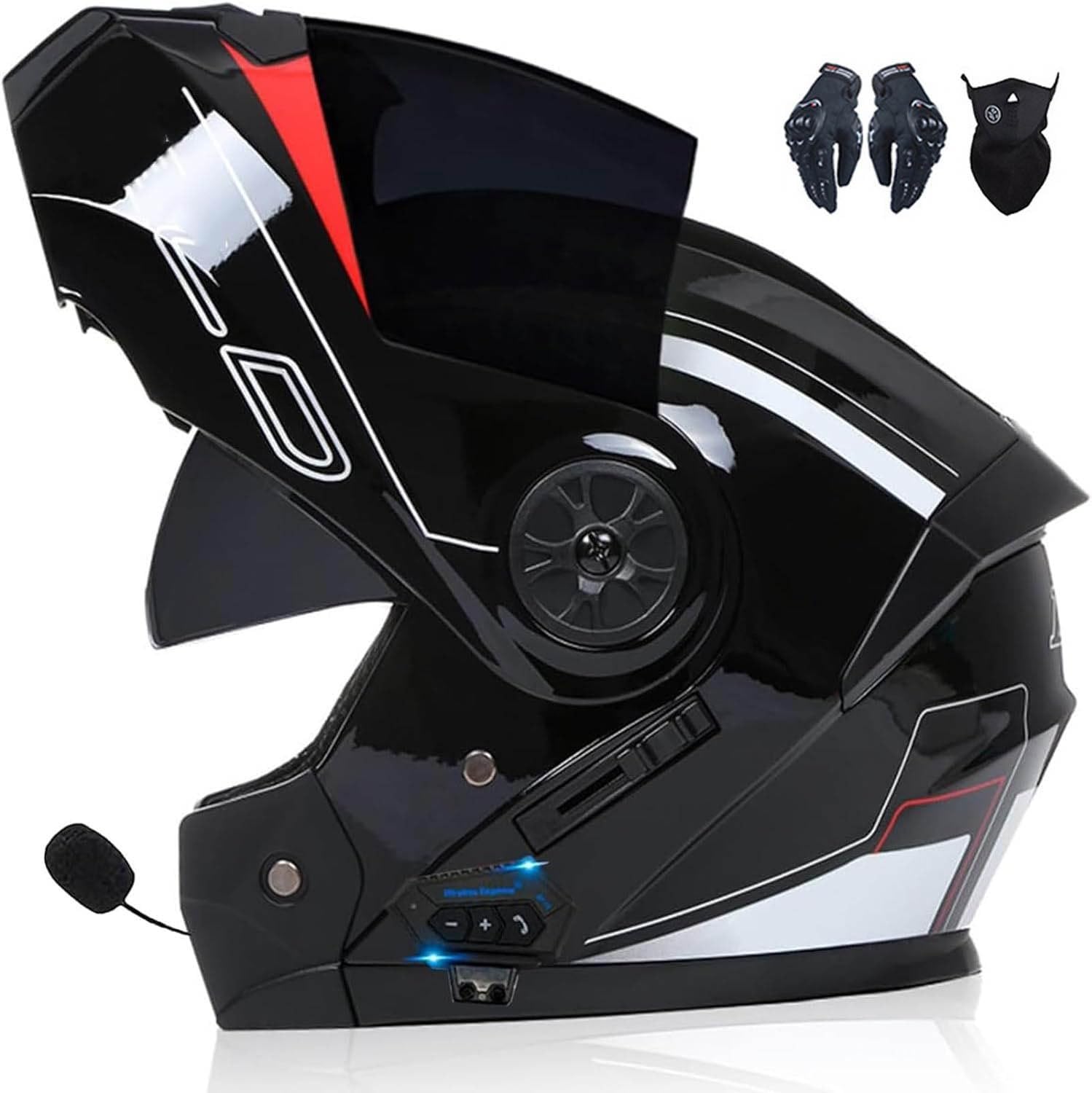 Casque moto Bluetooth intégré double visière et micro réduction de bruit