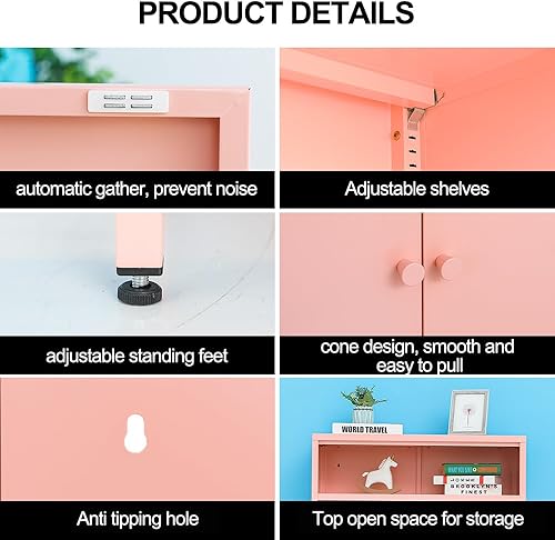 Miniatura 4 de Fumedo Armario de metal de 2 puertas para dormitorio, sala de estar, hogar, hotel, oficina, garaje, cocina, 2 niveles, 1 estante extraíble, espacio