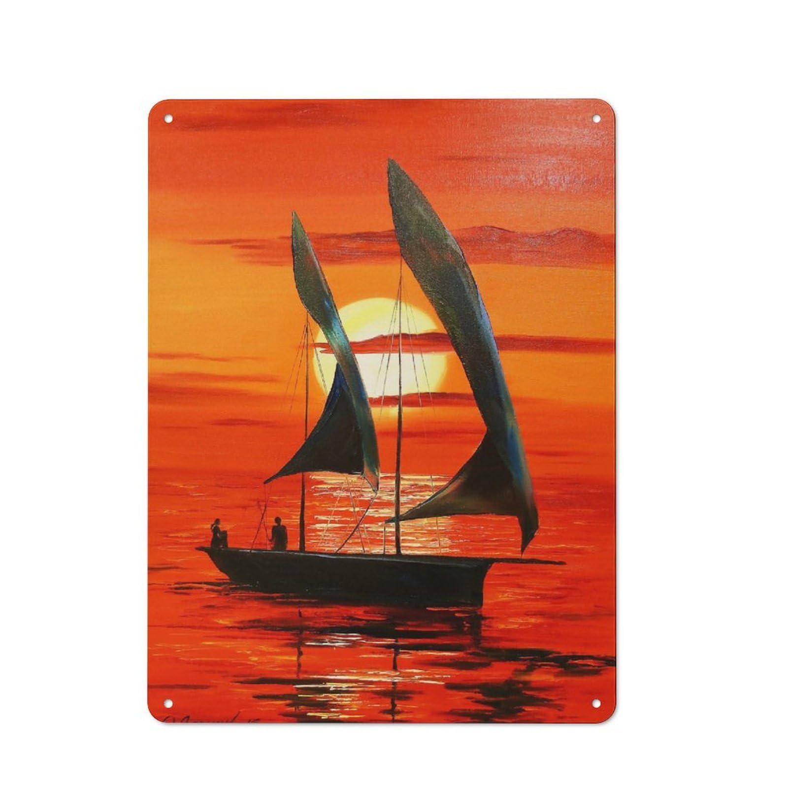 Junmoney At Sunset Vintage Metal Plaque 40X30cm For Living Room Or Hallway, A Christmas Gift For People Styling Living Room And Hallway